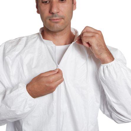 Tyvek Bílý laboratorní plášť, Bílá Unisex, SC: M 2, Vysokohustotní polyetylén Jednorázový No