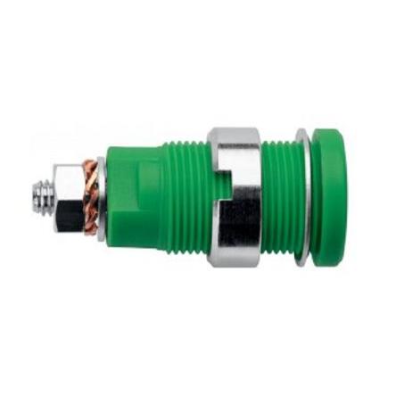 Schutzinger Zásuvka na banánky, 1kV, 32A, Žlutá, Zelená, Vnější Závit M4, materiál kontaktu: Zlacený, Niklovaný, délka: