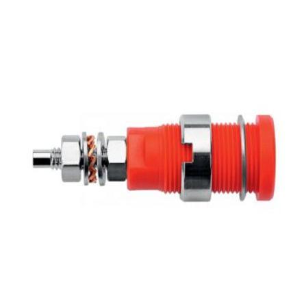Schutzinger Zásuvka na banánky, M4, 1kV, 32A, Červená, Vnější Závit M4, materiál kontaktu: Zlacený, Niklovaný, délka: 32