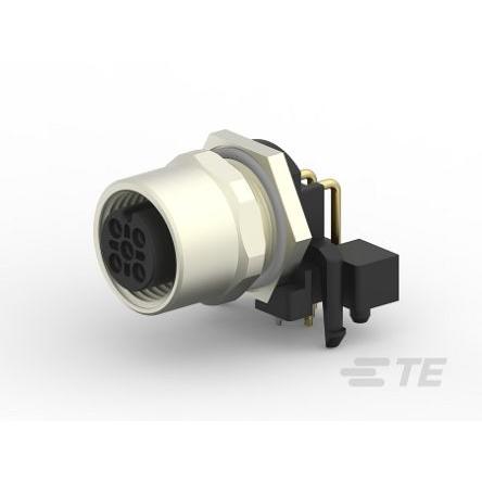 Kulatý konektor, počet kontaktů: 4, Kabel, velikost: M12 TE Connectivity, orientace těla: Pravý úhel Zásuvka velikost
