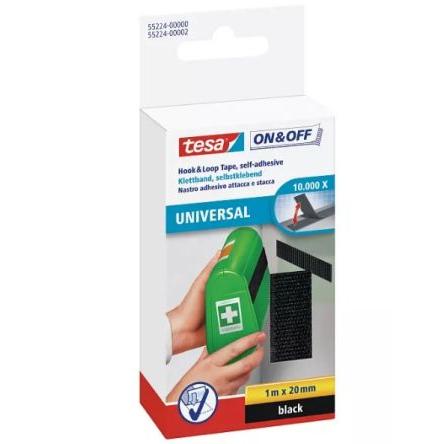 Páska na suchý zip, Černá 20mm x, délka: 1 m Tesa