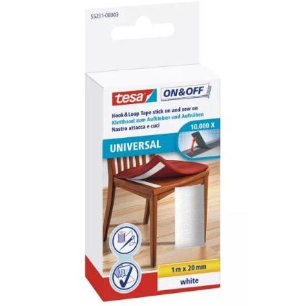 Páska na suchý zip, Bílá 20mm x, délka: 1 m Tesa