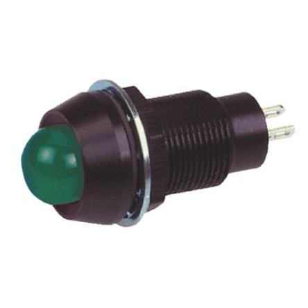 Indikátor pro montáž do panelu, řada: 651 Series Zelená, typ žárovky: LED indikátory pro montáž do panelu Pájecí plíšek