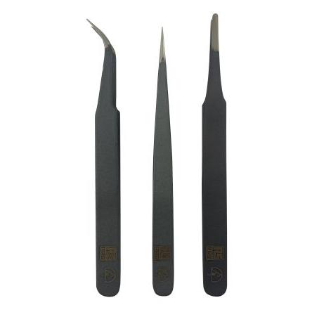Sada pinzet, celková délka: 120mm Antimagnetický, Ocel Zakřivený, Jemné, Zakulacený, Ostrý špička Dávkovač pájení druhé