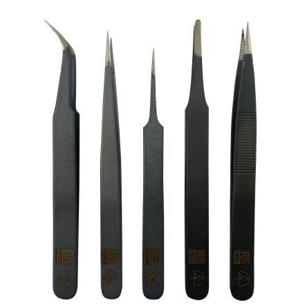 Sada pinzet, celková délka: 110mm Antimagnetický, Ocel Zakřivený, Jemné, Zakulacený, Ostrý špička Dávkovač pájení druhé