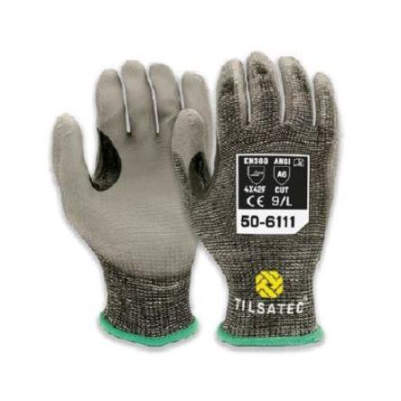 Tilsatec Rukavice Černá, Šedá No HPPE, Polyamid, Polybutylentereftalát, Spandex, Ocel Polyuretan 8