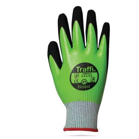 Traffi Rukavice odolné proti proříznutí Zelená EN 388 4X43C Nitril, Nylon Nitril 10 TG5060