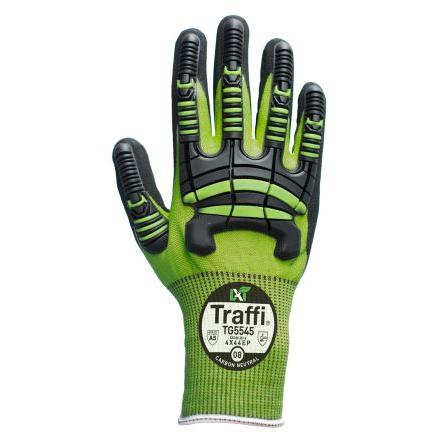 Traffi Rukavice odolné proti proříznutí Zelená No Elastan, HPPE, Polyamid, Polyester, Ocel Ano Ano Ano Nitril 12 TG5545