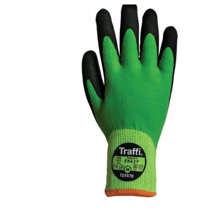 Traffi Rukavice odolné proti proříznutí Zelená No Akrylát, Nylon, Polyester Ano Latex 9