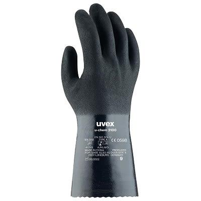 uvex Pracovní rukavice EN 374 Chemické látky Černá EN ISO 374-5:2016, EN ISO 374-1:2016/Type A (A J K L O T), EN ISO