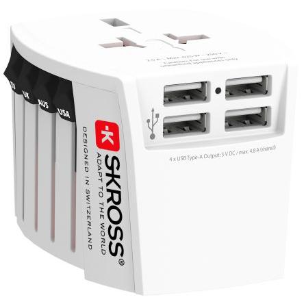 SKROSS Cestovní adaptér Velká Británie, Japonsko, Čína, Austrálie, Evropa, USA, Univerzální cestovní adaptér Itálie,