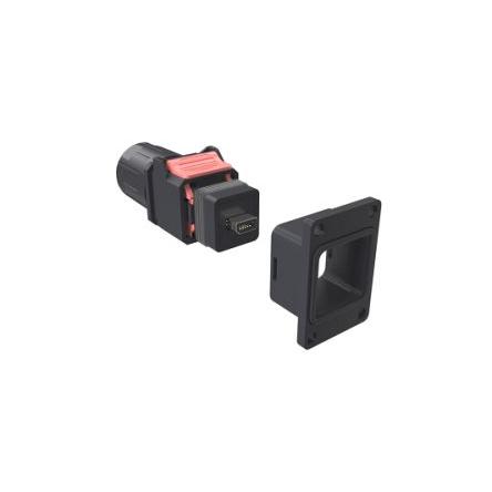 Amphenol Communications Solutions Minikonektor I/O, řada: NDH, počet portů: 1, Mini zástrčka I/O, Rovný Vnější, Černá,