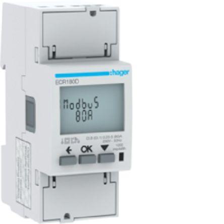 Elektroměr, řada: ECR180D LCD 6číslicový 1fázový Elektroměr Impulzový výstup, výška výřezu: 60 mm, šířka výřezu: 92 mm