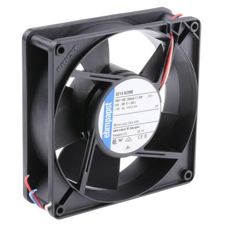 ebm-papst Axiální ventilátor, řada: 5200 N, průtok vzduchu: 340 m³/h 17.5 W 24V dc 730 mA IP68, IP54 127 mm 127mm 38 mm