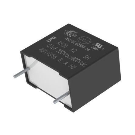 Vrstvové kondenzátory, řada: R53B 1 μF ±20 % 800 V dc 350V ac, Průchozí otvor KEMET AEC-Q200