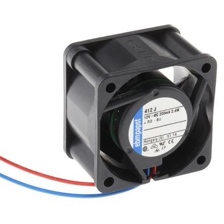 ebm-papst Axiální ventilátor, řada: 400, průtok vzduchu: 19 m³/h 2.4 W 12V dc 200 mA 40 mm 40mm 25.4 mm