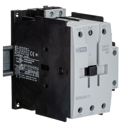 RS PRO 1 NO, 1 NC Stykač napětí ve vinutí 230V ac 3pólový 50 A 690V 22 kW s 1 NO/1 NC kontakty 24V Elektromechanické 3P