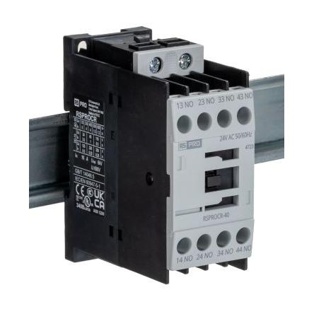 RS PRO 4 NO Stykač napětí ve vinutí 24V ac 1pólový 4 A 500V 37 W s 4 NO kontakty 24V ac Elektromechanické 3P