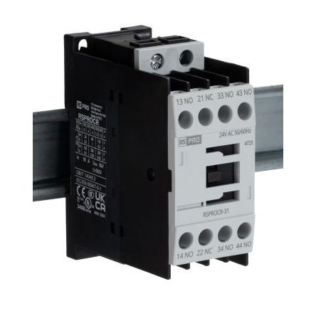 RS PRO 3 NO, 1 NC Stykač napětí ve vinutí 24V ac 1pólový 4 A 500V s 3 NO, 1 NC kontakty Elektromechanické