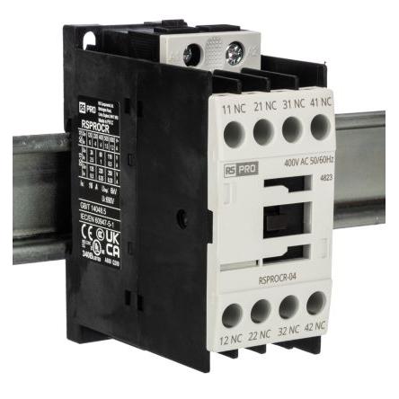 RS PRO 4 NO Stykač napětí ve vinutí 400V ac 1pólový 4 A 500V s 4 NO kontakty 400V ac Elektromechanické