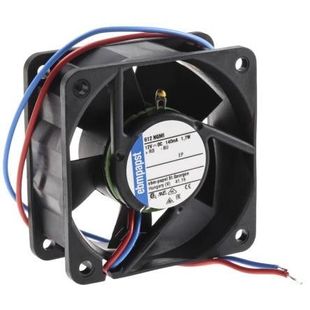 ebm-papst Axiální ventilátor, řada: 600 N, průtok vzduchu: 35 m³/h 1.7 W 12V dc 142 mA IP54, IP68 60 mm 60mm 25.4 mm