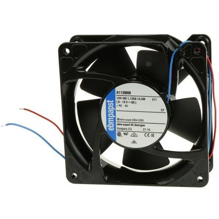 ebm-papst Axiální ventilátor, řada: 4100 NHH - S-Force, průtok vzduchu: 260 m³/h 13.3 W 12V dc 1.11 A IP54, IP68 119 mm