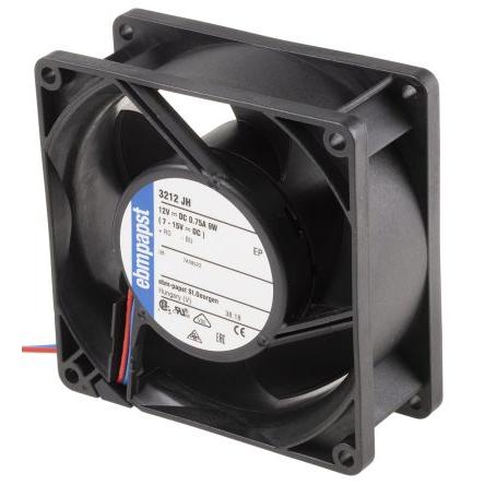 ebm-papst Axiální ventilátor, řada: 3200 J - S-Force, průtok vzduchu: 146 m³/h 9 W 12V dc 750 mA IP68, IP54 92 mm 92mm