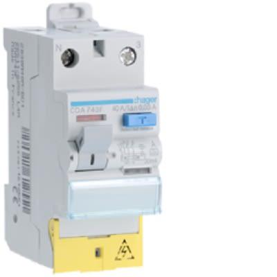 Spínač RCD 2pólový Typ A 40A 30 mA Hager CDA EN 61008-1