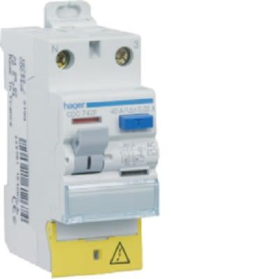 Spínač RCD 2pólový Typ AC 40A 30 mA Hager CDC EN 61008-1