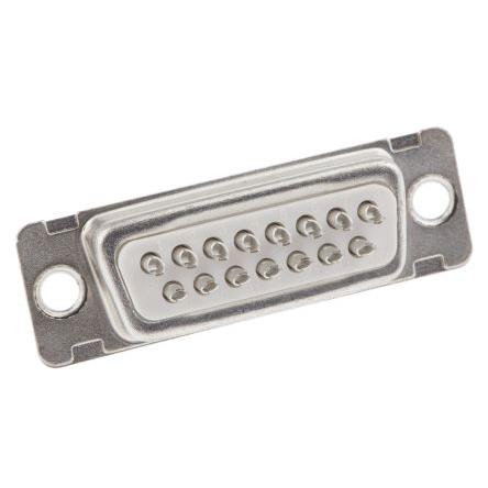 Amphenol Communications Solutions Konektor D-Sub, počet kontaktů: 15, orientace těla: Rovný 2.74 mm, Montáž do panelu