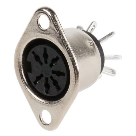 RS PRO Zásuvka DIN, řada: RS PRO, počet kontaktů: 7, velikost: Standard, 50V, orientace těla: Rovný 2A, typ připojení: