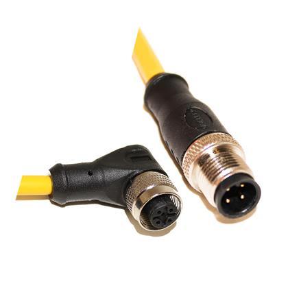 Kabel ovladače snímače, A: Vnější, A: M12, Rovný 4, B: Pravoúhlý zásuvkový konektor, B: Vnitřní, 250V 4, IP68, řada: