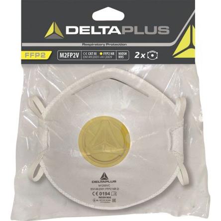Delta Plus Jednorázový respirátor, řada: Confort Lisovaný Ovládání ventilem Nastavitelný nebo fixní FFP2