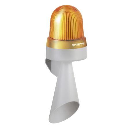 Werma Kombinace trychtýře a majáku, řada: 435 Nepřetržité světlo Siréna barva Žlutá 24V IP65 LED Nástěnná CE 114 dB @ 1m