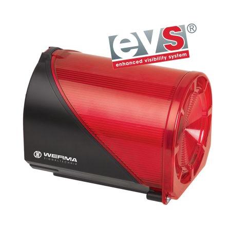 Werma Kombinace sirén a majáků, řada: 444 barva Červená 24V IP65 LED Nástěnná, Základna WEEE, CCC, EAC, CE 114 dB @ 1m
