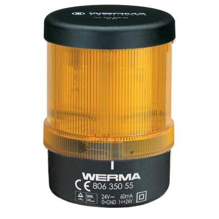 Werma Maják, řada: 806 Nepřetržité barva Žlutá 230V LED Základna, Nástěnná 60mA RoHS IP65