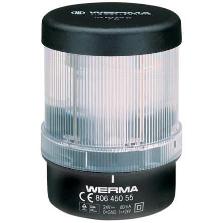 Werma Maják, řada: 806 Nepřetržité barva Čirá 24V LED Základna, Nástěnná 60mA RoHS IP65