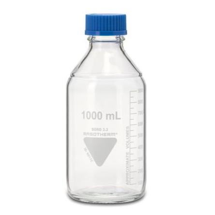 RS PRO Laboratorní láhev, délka: 225 mm, kapacita: 1L, průměr: 101 mm, Borosilikátové sklo, typ hrdla: Široký krk, typ