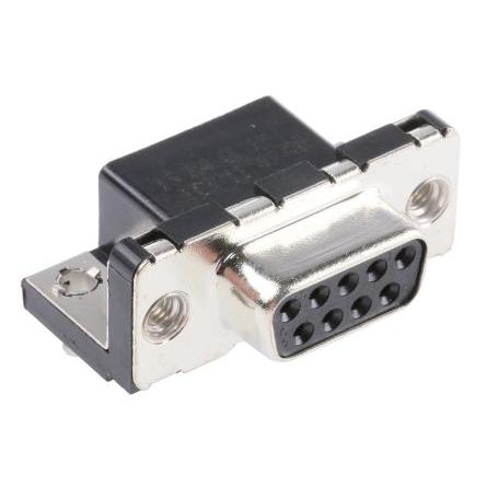 Amphenol ICC Konektor D-Sub, řada: Delta D, počet kontaktů: 9, orientace těla: Pravý úhel 2.74 mm, Průchozí otvor
