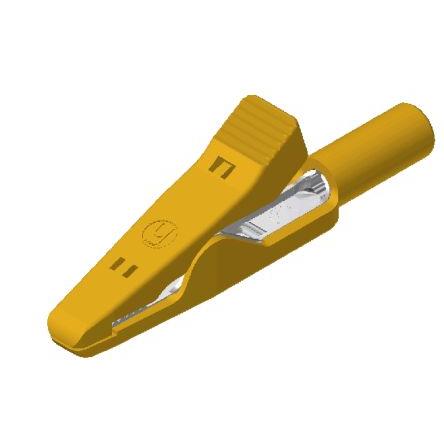 Krokosvorka, materiál kontaktu: Nerezová ocel, Žlutá Hirschmann Test & Measurement, 6A Izolovaný