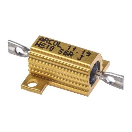 Rezistor pro montáž na rám, řada: HS10 56 Ω ±5 % HS10 56R J 10 W, Hliník, Axiální Vinutý Arcol Ohmite