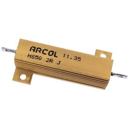 Rezistor pro montáž na rám, řada: HS50 2 Ω ±5 % HS50 2R J 50 W, Hliník, Axiální Hliník Arcol Ohmite