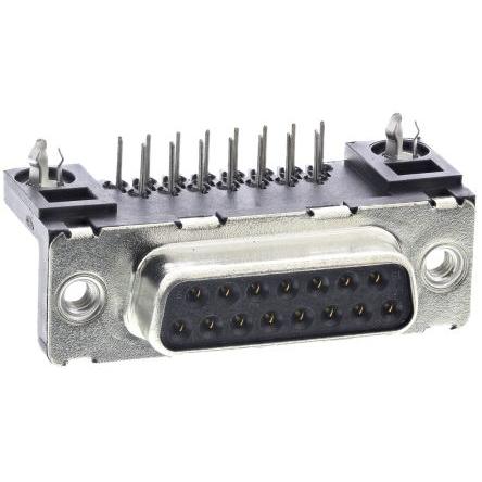 Amphenol Communications Solutions Konektor D-Sub, řada: Delta D, počet kontaktů: 15, orientace těla: Pravý úhel 2.74 mm,