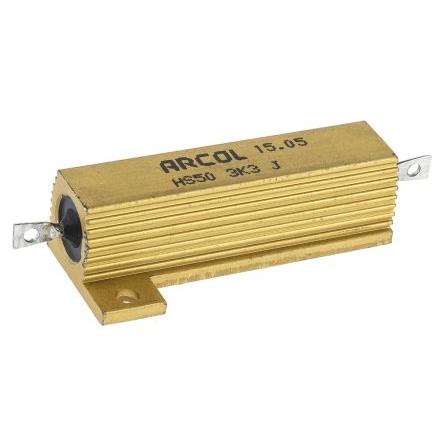 Rezistor pro montáž na rám, řada: HS50 3.3 kΩ ±5 % HS50 3K3 J 50 W, Hliník, Axiální Hliník Arcol Ohmite