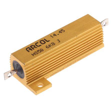 Rezistor pro montáž na rám, řada: HS50 6.8 kΩ ±5 % HS50 6K8 J 50 W, Hliník, Axiální Vinutý Arcol Ohmite