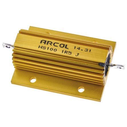 Rezistor pro montáž na rám, řada: HS100 1.5 Ω ±5 % HS100 1R5 J 100 W, Hliník, Axiální Hliník Arcol Ohmite