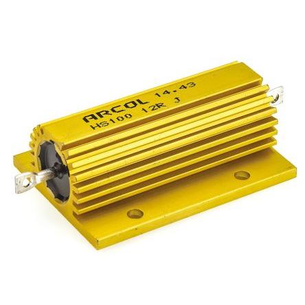 Rezistor pro montáž na rám, řada: HS100 12 Ω ±5 % HS100 12R J 100 W, Hliník, Axiální Hliník Arcol Ohmite