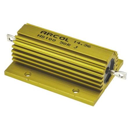Rezistor pro montáž na rám, řada: HS100 50 Ω ±5 % HS100 50R J 100 W, Hliník, Axiální Vinutý Arcol Ohmite