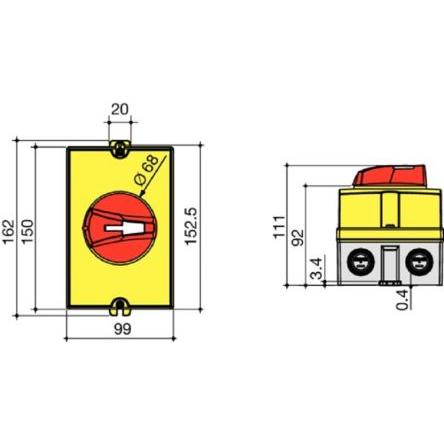 Socomec Odpínač, rozsah: SIRCO M1 3pólový Přední montáž IP65 1600A, 20 A 23 kW