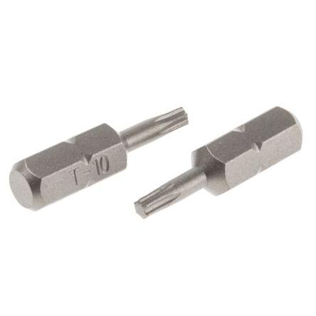 RS PRO Bit šroubováku, Chrom-vanadová ocel, Šestihran, 6.35 mm, T10, celková délka: 25 mm, počet kusů: 1